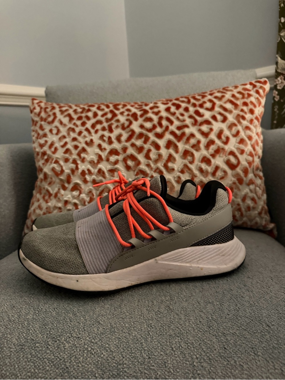 Under Armour Women’s Gray Athletic Sneakers with Coral Laces